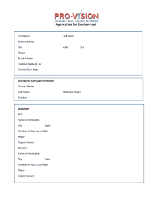 Employment Application Form