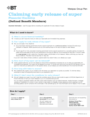 Early Release of Superannuation Form
