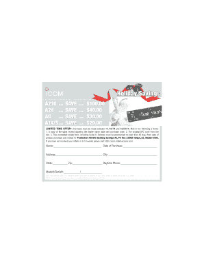 Icom Holiday Savings Rebate Form