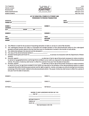 Vehicle Donation Affidavit