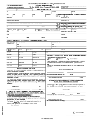 Louisiana Vehicle Title Application