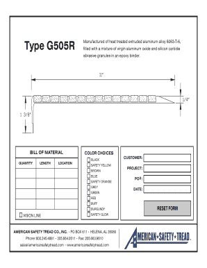 American Safety Tread Bill of Material