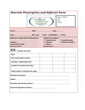Exercise Prescription and Referral Form