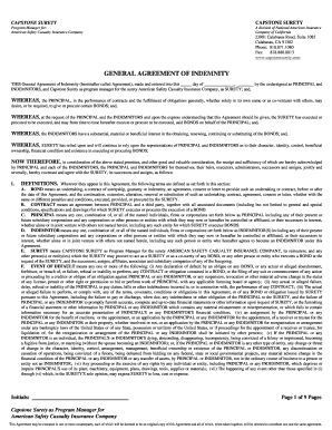 General Agreement of Indemnity