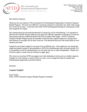 Comstock Caregiver Respite Program Application