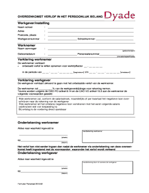 OVEREENKOMST VERLOF IN HET PERSOONLIJK BELANG