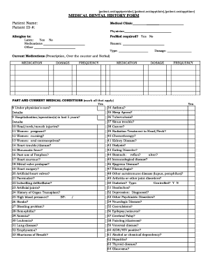 Medical Dental History Form
