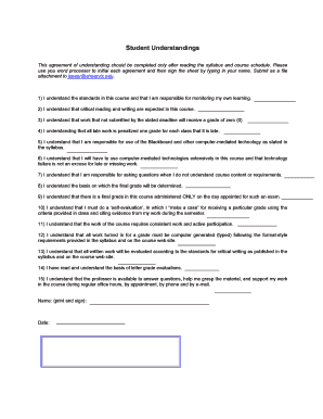 Student Course Understanding Agreement