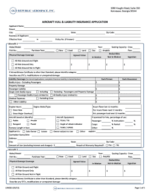 Aircraft Hull & Liability Insurance Application
