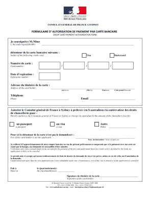 FORMULAIRE D’ AUTORISATION DE PAIEMENT PAR CARTE BANCAIRE