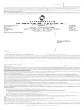 HNA Excess Application Form
