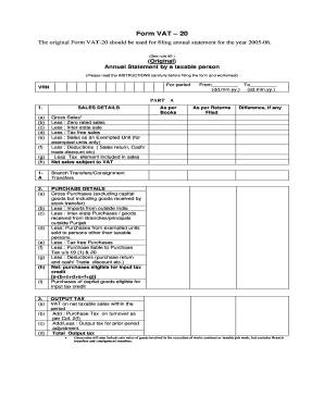 Form VAT-20 Annual Statement
