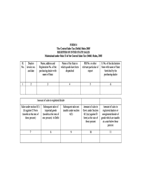 Central Sales Tax Register Form 4