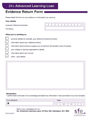 24+ Advanced Learning Loan Evidence Return Form