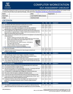 Computer Workstation Ergonomic Self Assessment Checklist