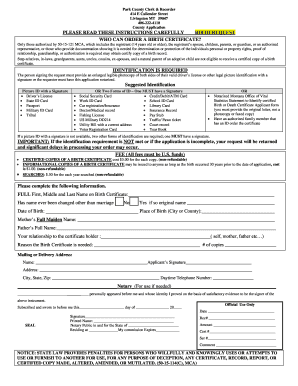 Montana Birth Certificate Request Form