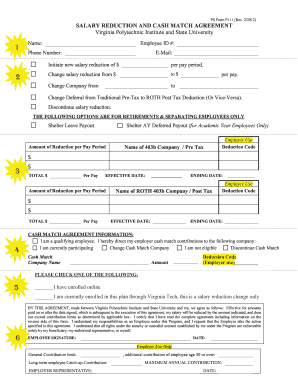 Salary Reduction and Cash Match Agreement
