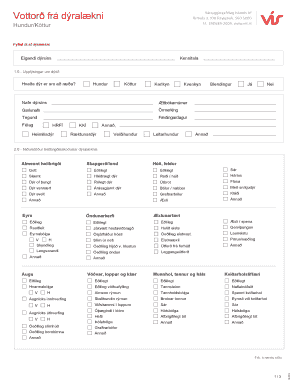Veterinary Health Examination Form