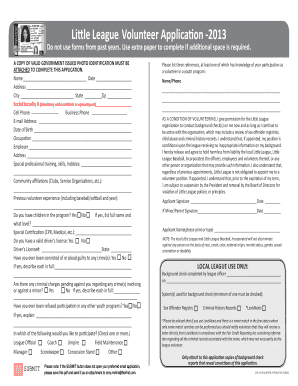 Little League Volunteer Application