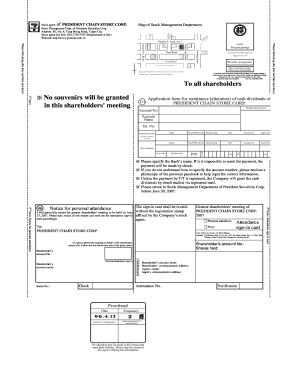 President Chain Store Corp Shareholders Meeting Notice