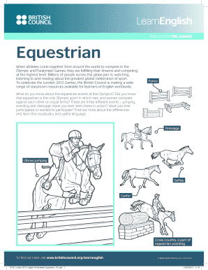 Olympic Equestrian Events Worksheet
