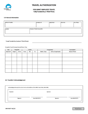 GNWT Employee Travel Authorization