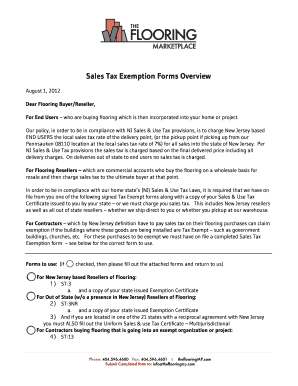 New Jersey Sales Tax Exemption Form
