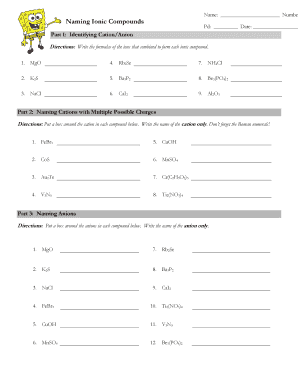 Ionic Compounds Naming Worksheet
