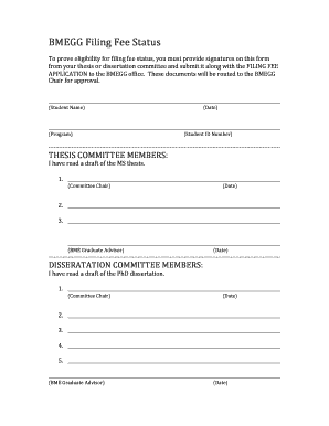 Filing Fee Application Form