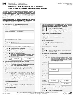 Spouse Common-Law Questionnaire