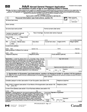 Canadian Adult Abroad Passport Application