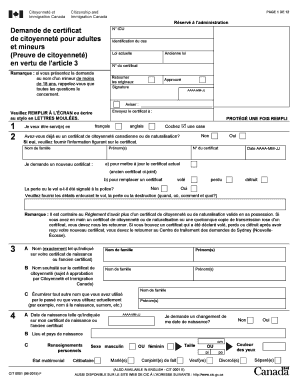 Demande de certificat de citoyenneté canadienne