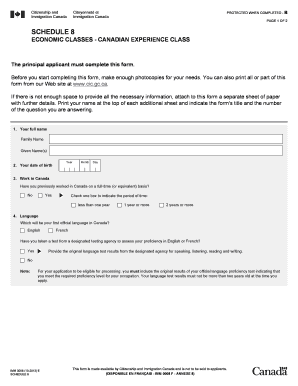 Schedule 8 Canadian Experience Class Form