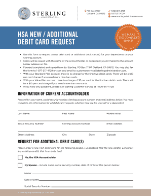 HSA Debit Card Request Form