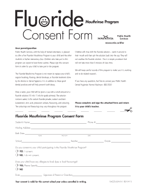 Fluoride Mouthrinse Program Consent Form