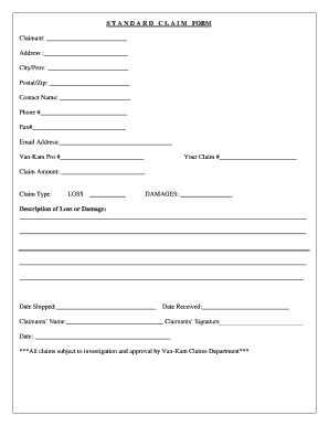 Van-Kam Freight Claim Form