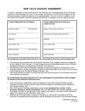Arkansas IOLTA Account Agreement