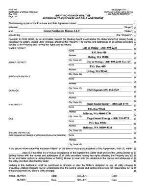 Identification of Utilities Addendum