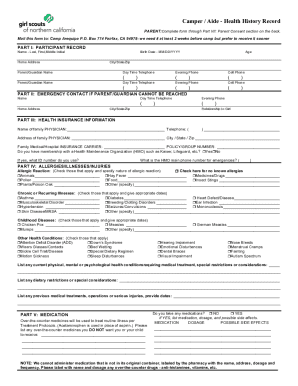 Camper Health History Record