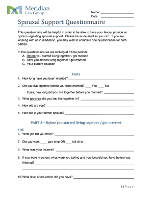 Spousal Support Questionnaire