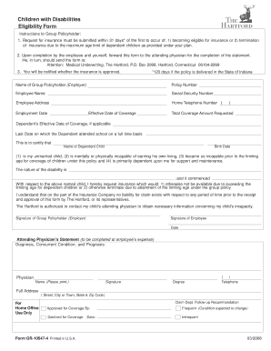 Children with Disabilities Eligibility Form