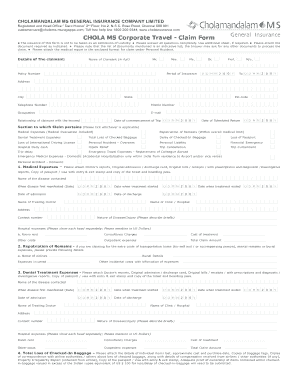 Chola MS Corporate Travel Claim Form