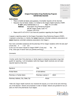Oregon PDMP Reporting Waiver