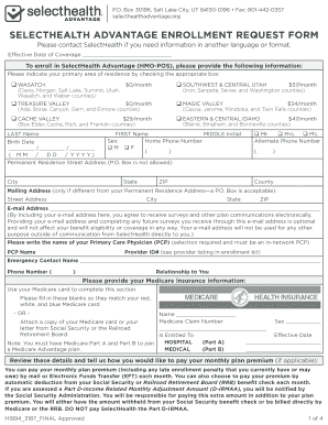 SelectHealth Advantage Enrollment Request Form