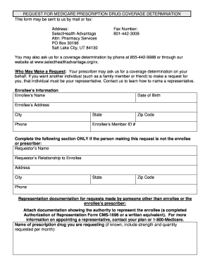 Medicare Prescription Drug Coverage Determination Form