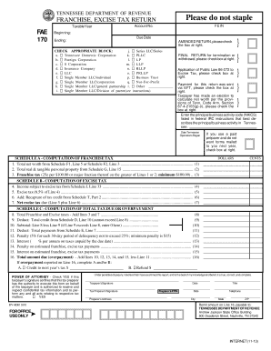 Tennessee Franchise Excise Tax Return