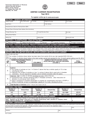 Tennessee Unified Carrier Registration Form