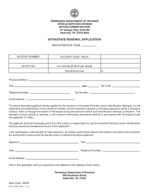 Tennessee Intrastate Renewal Application