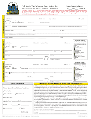 California Youth Soccer Association Membership Form
