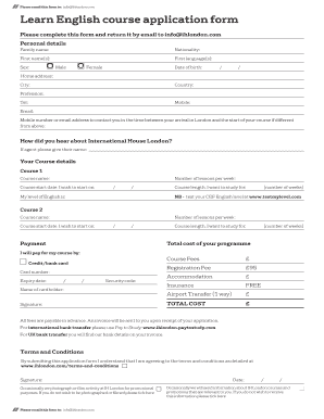 Learn English Course Application Form
